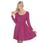 Women's White Mark Solid Fit & Flare Dress, Size: Large, Purple