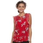 Juniors' Candie's&reg; Floral Ruffle Top, Teens, Size: Xl, Red