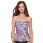 Women's Croft & Barrow&reg; Paisley Twist-front Bandeaukini Top, Size: 10, Blue Feather Paisley