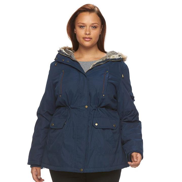 Plus Size D.e.t.a.i.l.s Hooded Anorak Parka, Women's, Size: 3xl, Blue