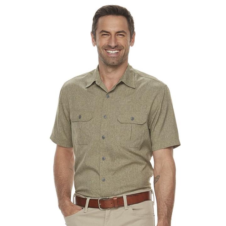 Men's Croft & Barrow&reg; Classic-fit Quick-dry Outdoor Button-down Shirt, Size: Small, Green