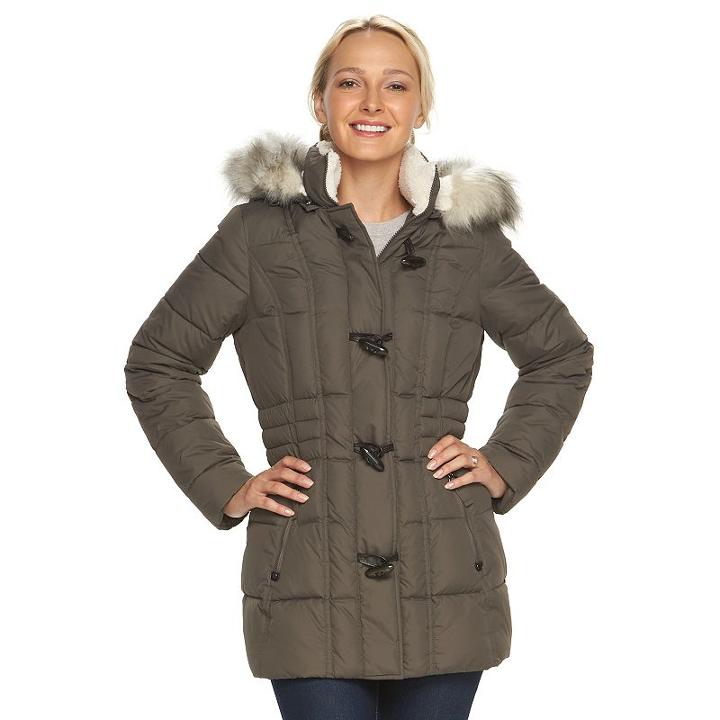 Women's Halitech Toggle Front Puffer Jacket, Size: Xl, Grey