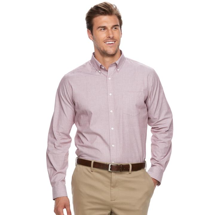 Big & Tall Croft & Barrow&reg; Classic-fit Stretch Woven Button-down Shirt, Men's, Size: 4xb, Dark Red