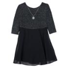 Girls 4-6x Iz Amy Byer Fit & Flare Mesh Dress With Necklace, Girl's, Size: 4, Silver