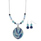 Enamel & Beaded Necklace & Drop Earring Set, Women's, Blue
