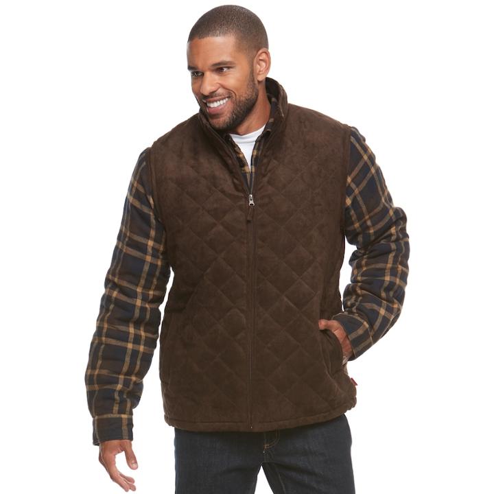 Men's Coleman Faux-suede Vest, Size: Large, Dark Brown
