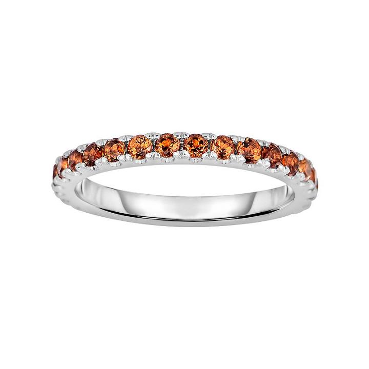Oro Leoni Sterling Silver Citrine Eternity Ring - Made With Genuine Swarovski Gemstones, Women's, Size: 8, Yellow