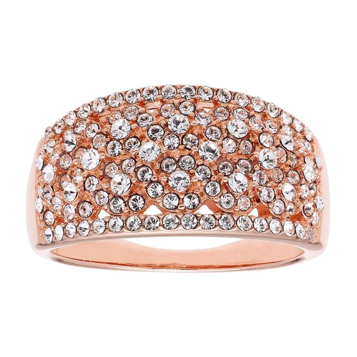 Diamond Splendor 18k Rose Gold Over Silver Crystal Ring, Women's, Size: 8, White