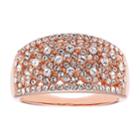 Diamond Splendor 18k Rose Gold Over Silver Crystal Ring, Women's, Size: 8, White