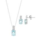 Sterling Silver Lab-created Blue Topaz & Lab-created White Sapphire Jewelry Set, Women's, Size: 18