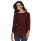 Women's Croft & Barrow&reg; Button-shoulder Crewneck Sweater, Size: Medium, Red Overfl