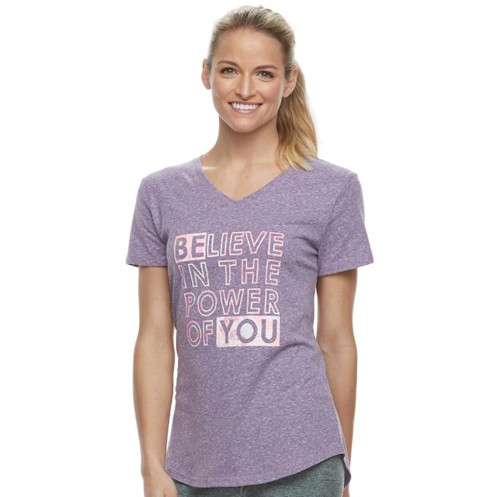 Women's Tek Gear&reg; Dry Tek V-neck Tee, Size: Small, Med Purple
