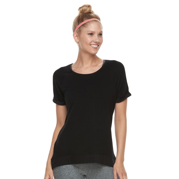 Women's Tek Gear&reg; Terry Short Sleeve Top, Size: Medium, Black