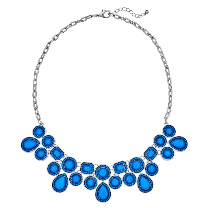 Blue Geometric Statement Necklace, Women's