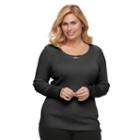 Plus Size Croft & Barrow&reg; Ribbed Crisscross Sweater, Women's, Size: 2xl, Black