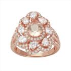14k Rose Gold Over Silver Simulated Morganite & Cubic Zirconia Scalloped Ring, Women's, Size: 11, Pink