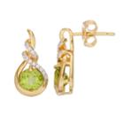 14k Gold Over Silver Peridot & Lab-created White Sapphire Teardrop Twist Earrings, Women's, Green