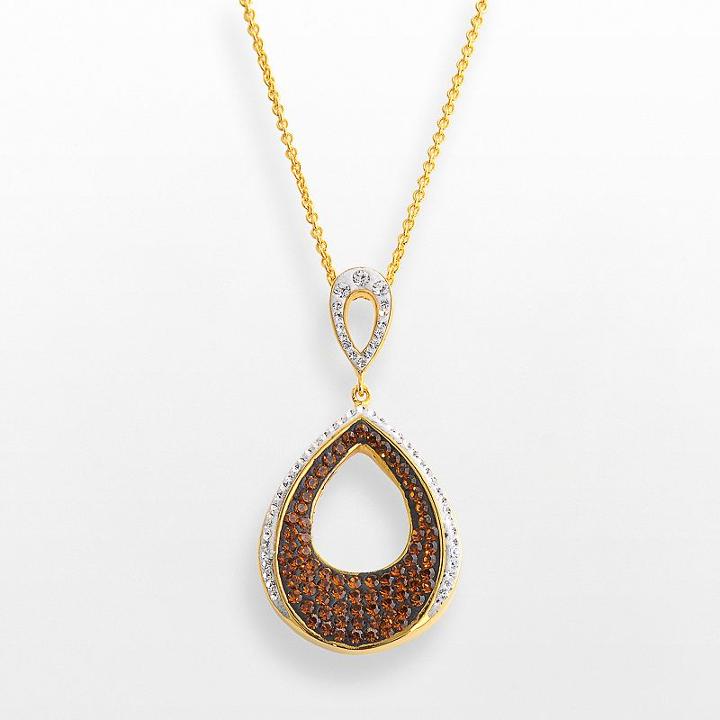 18k Gold Over Brass Crystal Teardrop Pendant, Women's, Yellow