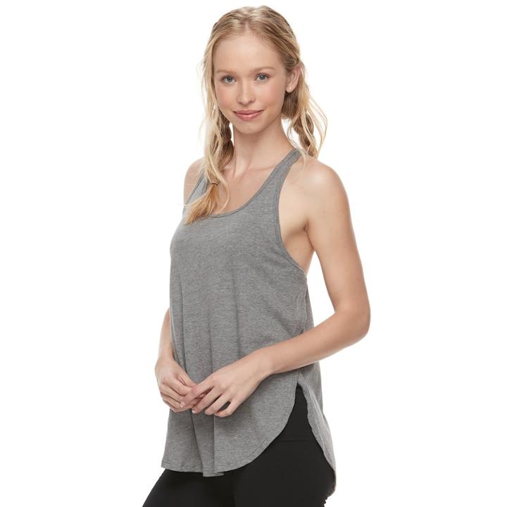 Juniors' So&reg; High Slit Racerback Tank, Teens, Size: Small, Black