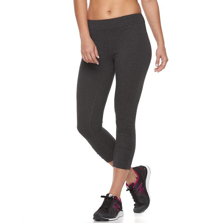 Women's Tek Gear&reg; Ruched Leg Capri Yoga Leggings, Size: Small, Dark Grey