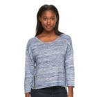 Women's Alex & Parker Drop-shoulder Zipper Tee, Size: Medium, Blue (navy)