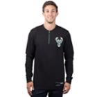 Men's Milwaukee Bucks 1/4-zip Thermal Tee, Size: Xxl, Black