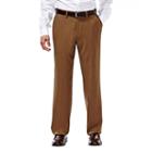 Men's Haggar Eclo Stria Classic-fit Flat-front Dress Pants, Size: 38x34, Dark Brown