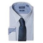Big & Tall Men's Nick Dunn Slim Tall Patterned Easy-care Spread-collar Dress Shirt & Tie Set, Size: 3xlt 38/39, Blue (navy)