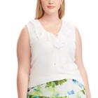 Plus Size Chaps Ruffle Lace-up Tank, Women's, Size: 1xl, White