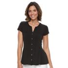 Women's Dana Buchman Printed Peplum Shirt, Size: Medium, Black