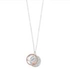 Two Tone Silver Plated Crystal Disc & Initial Pendant Necklace, Women's, White