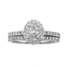 14k White Gold 1-ct. T.w. Oval-cut Igl Certified Diamond Frame Ring Set, Women's, Size: 5.50
