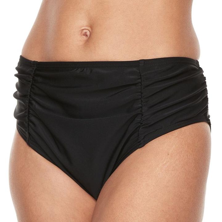 Women's Croft & Barrow&reg; Ruched Hipster Bottoms, Size: 16, Black