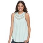 Women's Apt. 9&reg; Inset Lace Swing Tank, Size: Small, Light Blue