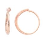 10k Rose Gold 1/6 Carat T.w. Diamond Crisscross Hoop Earrings, Women's