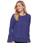 Women's Apt. 9&reg; Tiered Ruffle Top, Size: Xl, Drk Purple