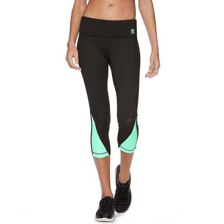 Women's Fila Sport&reg; Mesh Printed Yoga Capris, Size: Medium, Turquoise/blue (turq/aqua)