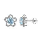 Laura Ashley 10k White Gold Sky Blue Topaz & Diamond Accent Flower Stud Earrings, Women's