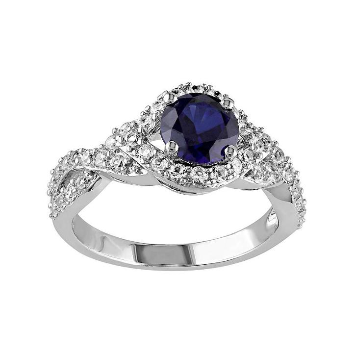 Lab-created Blue & White Sapphire Sterling Silver Twist Ring, Women's, Size: 5