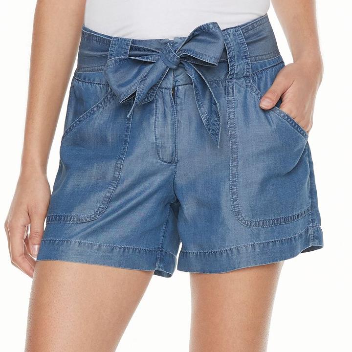 Women's Apt. 9&reg; Chambray Soft Shorts, Size: 10, Dark Blue