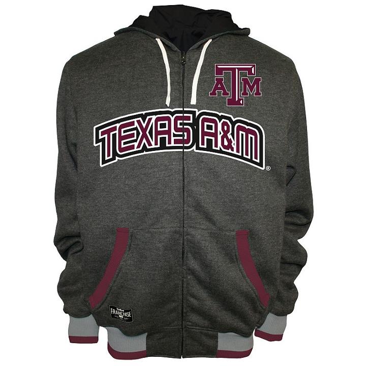 Men's Franchise Club Texas A & M Aggies Power Play Reversible Hooded Jacket, Size: Xxl, Grey