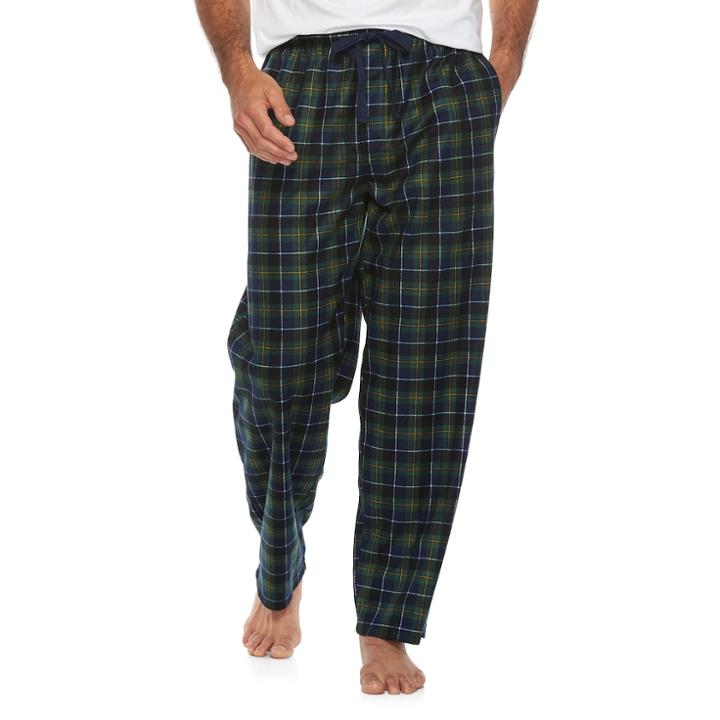 Men's Chaps Plaid Microfleece Lounge Pants, Size: Xl, Blue (navy)