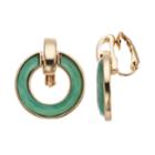 Dana Buchman Green Doorknocker Clip-on Earrings, Women's