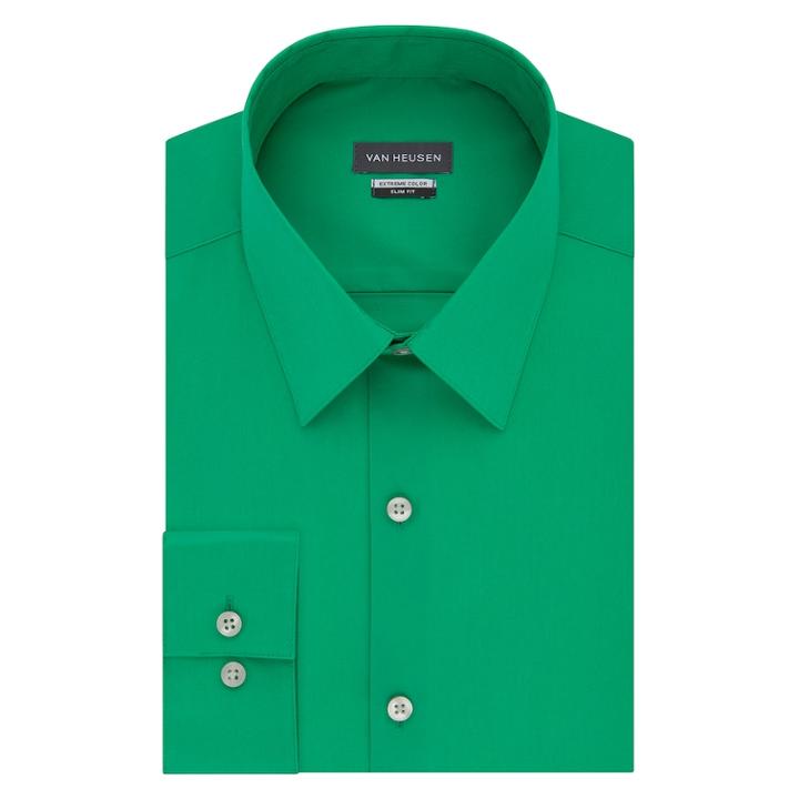 Men's Van Heusen Extreme Color Endurance Slim-fit Dress Shirt, Size: Xl-32/33, Green