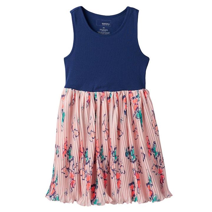 Girls 4-12 Sonoma Goods For Life&trade; Pattern Pleated Skirt Dress, Girl's, Size: 6, Brt Pink