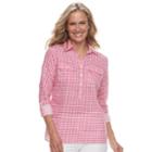 Women's Caribbean Joe Checked Shirt, Size: Large, Pink