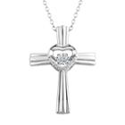 Floating Diamonluxe 1/3 Carat T.w. Simulated Diamond Sterling Silver Heart Cross Pendant Necklace, Women's, White