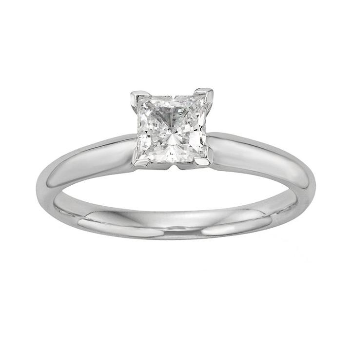 Princess-cut Igl Certified Diamond Solitaire Engagement Ring In 18k White Gold (3/4 Ct. T.w.), Women's, Size: 5.50