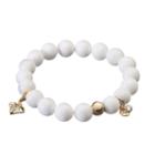 Tfs Jewelry 14k Gold Over Silver White Jade Bead & Cubic Zirconia Charm Stretch Bracelet, Women's, Size: 7