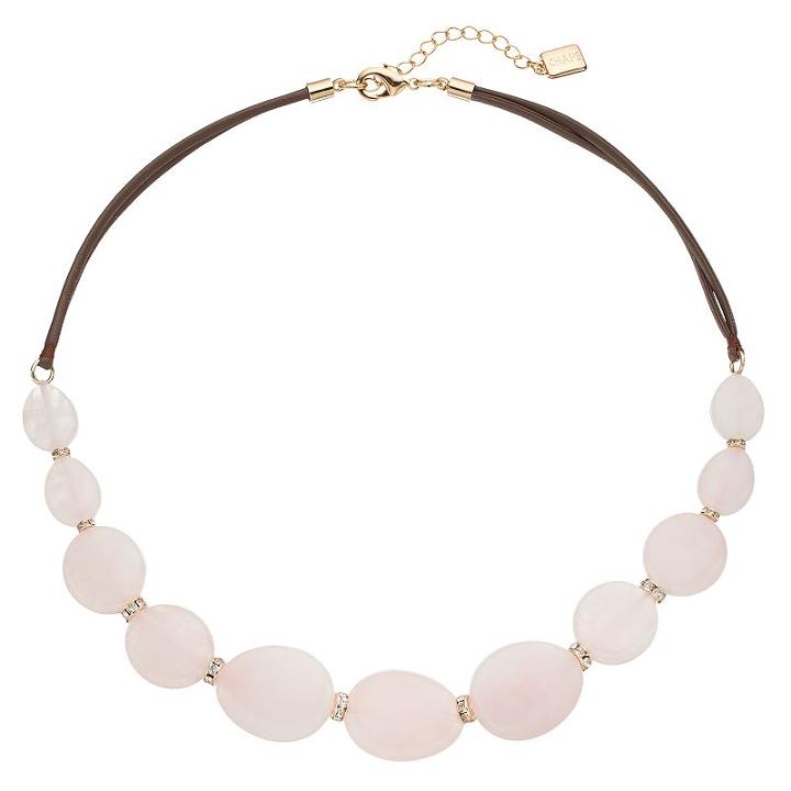 Chaps Graduated Stone Cord Necklace, Women's, Light Pink